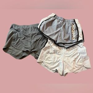 Reebok Running Shorts Bundle XS Lot of 3 Gray White Black Trim Athletic Lined